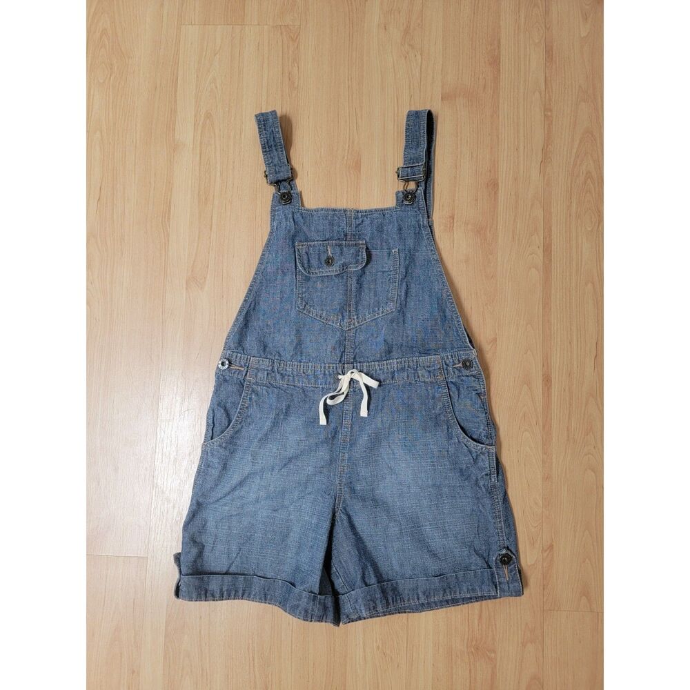 Gap Girls Denim Short Overalls Drawstring Cuffed Shortalls Blue Extra Large XL